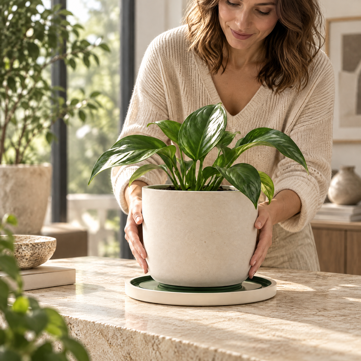Orvenlith™ Modern Planter with Drainage Tray — product image 2