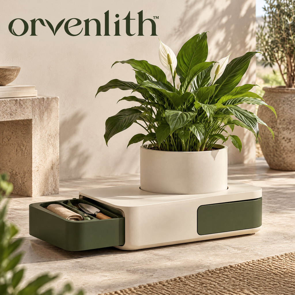 Orvenlith™ Planter Stand with Storage Drawer