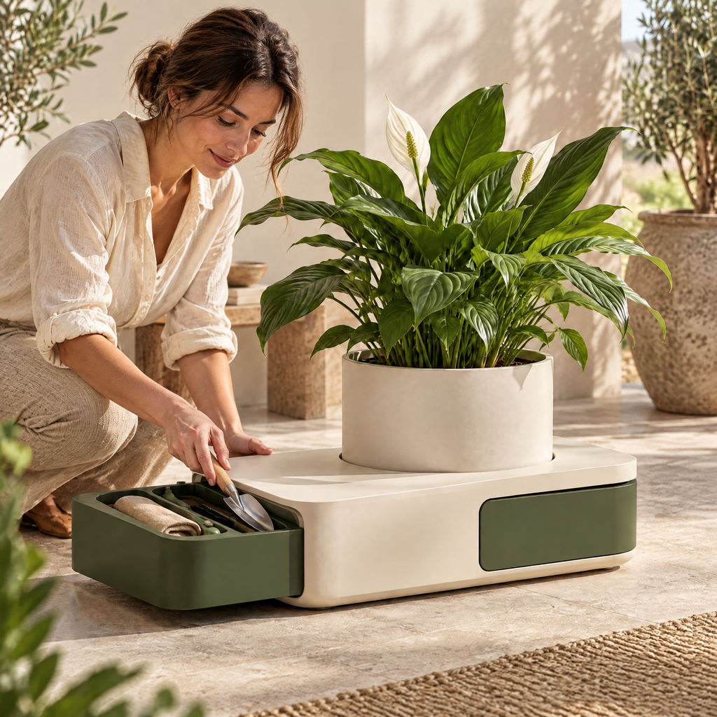 Orvenlith™ Planter Stand with Storage Drawer