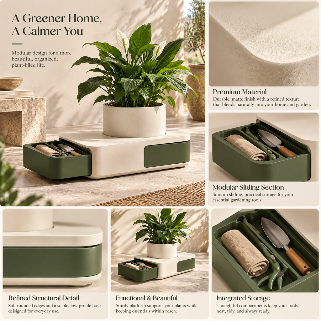 Orvenlith™ Planter Stand with Storage Drawer