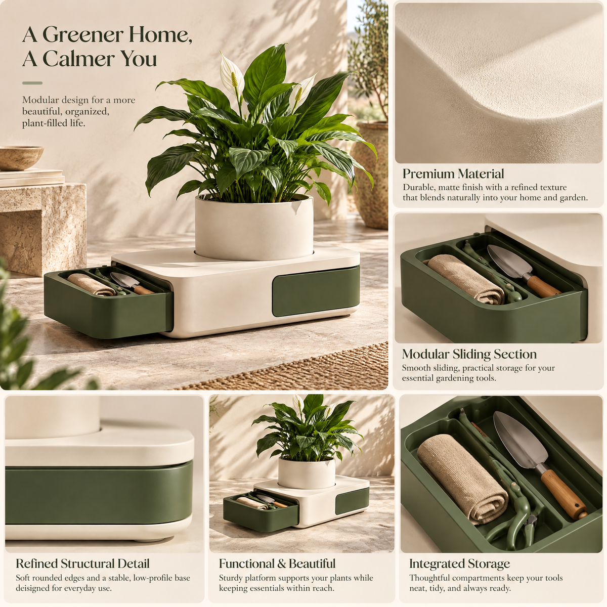 Orvenlith™ Planter Stand with Storage Drawer — product image 3